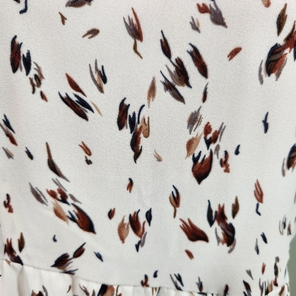 Shein Tiered Dress Cottagecore Cream Leaf Print, sz L - Picture 5 of 9